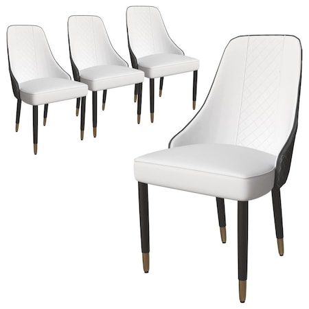 Leisuremod Allure Modern Dining Chair In Black Fabric and Oak Wood Legs, 4PK AC49WBL4