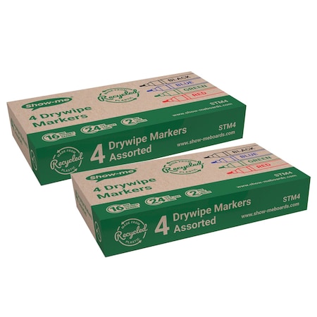 Show-Me Chunky Dry Erase Markers, Assorted, 4 Per Box, 2 Boxes, 2PK STM4