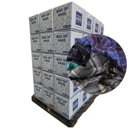 Supremeplus Recycled Color Flannel (Polishing) Cleaning Rags, 720 lbs. Pallet, 72 x 10 lbs. Boxes, 72PK SP-0684
