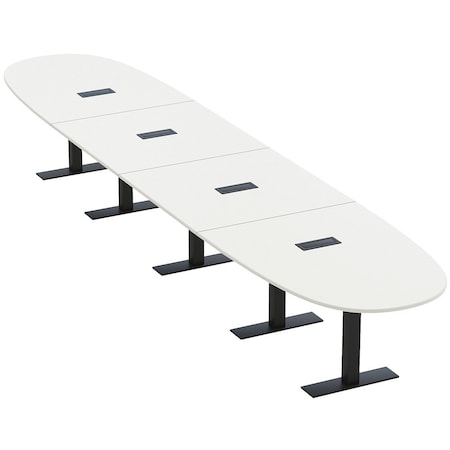 Skutchi Designs 18ft Boval Conference Table With Power | Harmony Series | 18 Person Meeting Room Table HAR-BOVL-48X216-T.BK-W960-EBLK