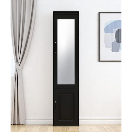 Homeroots 71" Black Wood Mirrored Two Door Combo Dresser 617970