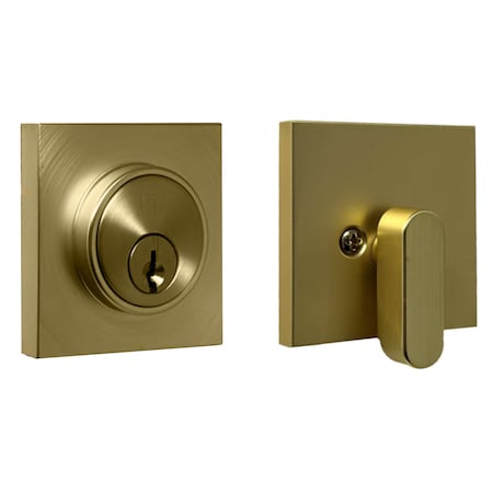 Weslock Square Single Cylinder Deadbolt with Adjustable Latch and Round Corner Full Lip Strike Satin 00771-4-4FR22
