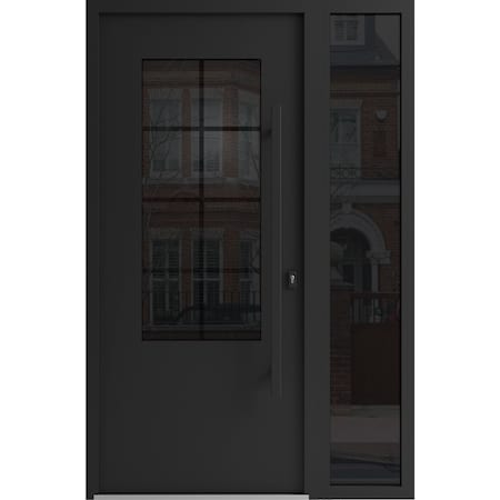 Vdomdoors Aluminum Door Iron 0101 Black Entry Steel Metal Classic Painted 48 x 80 (36+12 x 80)-Right Inswing IRON0101EXD-BLK-W36+12xH80-RH-I