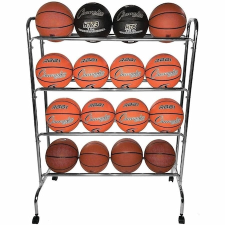 Champion Sports Basketball Cart, 4 tier, 16 ball capacity BRC4
