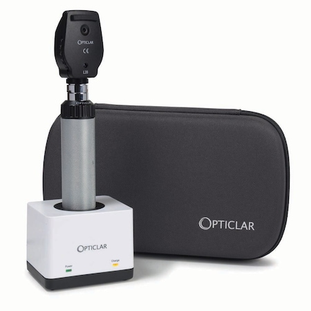 Jorgensen Laboratories Opticlar LED Ophthalmoscope Equipment - Ophthalmoscope Head-1x Lithium Handle-Single Base J1662