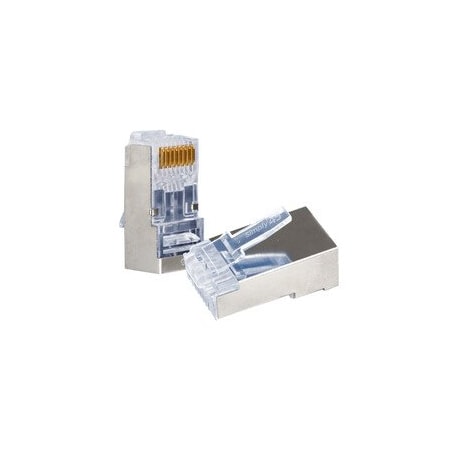 Cable Wholesale Simply45 Shielded Cat5e RJ45 Crimp Connectors, internal ground, Solid 24AWG/Stranded S45-1050