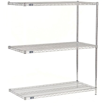 Global Industrial Nexel 3 Shelf, Chrome Wire Shelving Unit, Add On, 60"W x 24"D x 34"H B3124337