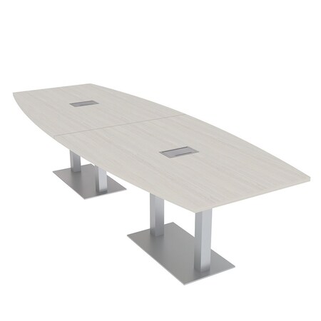 Skutchi Designs Boat Conference Table With Power Unit, 48 in W, 144 in L, Ivory HAR-BOT-48x144-DOU-K458-ESIL