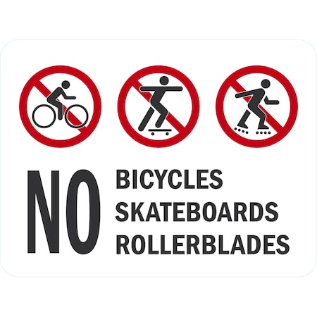 Lyle No Bicycles Skateboards Rollerblades (W/Sym), 24x18, Non-Reflective, White G-12125-NA_24x18
