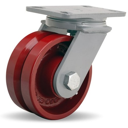 Hamilton Champion Swivel Caster, 6" x 2-1/2" Metal V-Groove Wheel, 3/4" Precision Tapered Bearing S-CH-6VT
