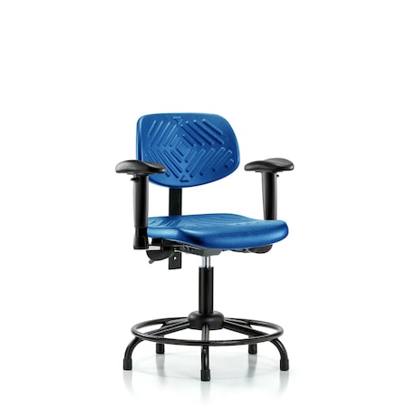Blue Ridge Ergonomics Poly Chair Round Tube Base, Desk, Tilt, Arms, Glides, Blue BR-PDHCH-RT-T1-A1-RG-BLU