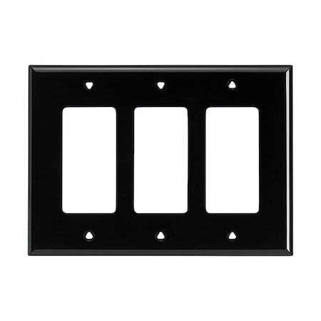 Eaton Wiring Devices Mid-Size 3-Gang Decorator/GFCI Wallplate - Black Polycarbonate PJ263BK