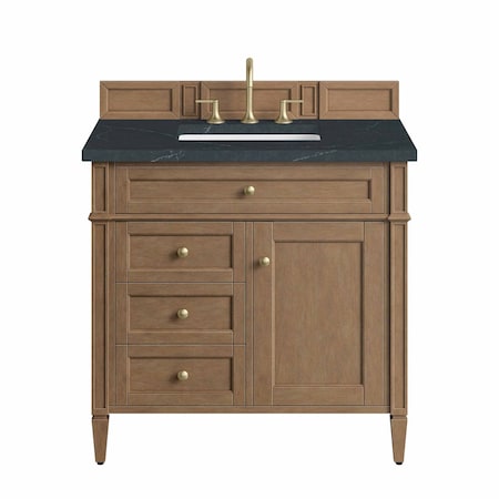 James Martin Vanities Brittany 36" Single Vanity, Pecan w/ 3 CM Charcoal Soapstone Silestone Top 655-V36-PCN-3CSP