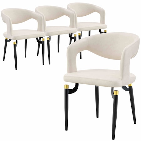 Leisuremod Entice PU Leather Dining Chair with Iron Legs, 4PK EC60CR4