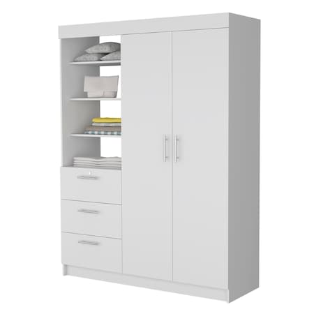 Homeroots 59" White Accent Cabinet Soft Close With Three Shelves And Three Drawers 518214