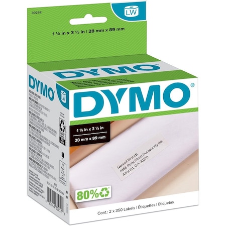 Sanford DYMO LW Address Labels 1 1/8" x 3 1/2" Black on White - Pkg Qty 10 30252