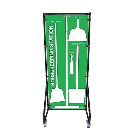 5S Supplies Housekeeping Shadow Board Broom Station V14, Gray / White, Kit HSB-V14-GREEN/WHITE-KIT-STAND