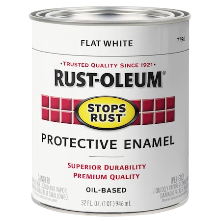 Rust-Oleum Interior/Exterior Paint, Flat, White, 1 qt 7790502