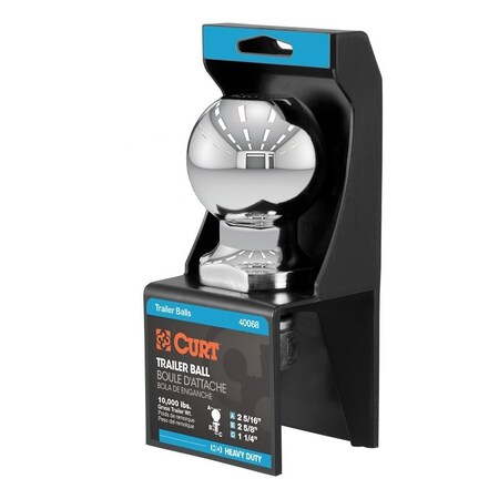 Curt Trailer Ball, 2-5/16 in Dia Ball, 1-1/4 in Dia Shank, 10,000 lb Gross Towing, 450 ft-lb Tongue Load 40068