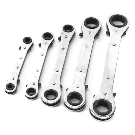 Performance Tool 5 pc. Ratcheting Wrench Set, SAE, Reversible, Storage Rack W709