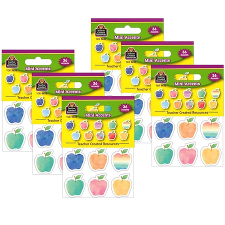 Teacher Created Resources Watercolor Apples Mini Accents, 36-Piece Set, 6PK 5635