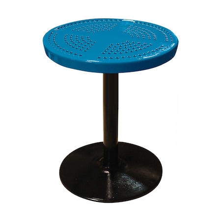 Leisure Craft 24" Round Perforated Pedestal Table, Portable, 30"H, Blue 24TAB30-BLUE