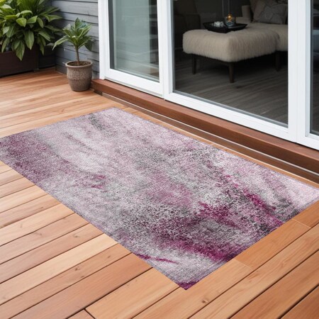 Homeroots 2' X 3' Pink Abstract Washable Non Skid Indoor Outdoor Area Rug 559595