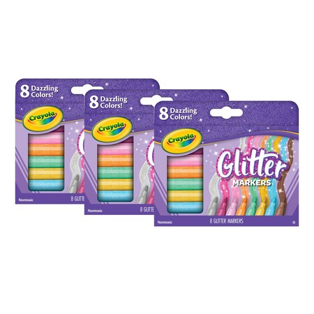 Crayola Glitter Markers, 8 Colors, 3PK 58-8643