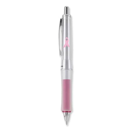 Pilot Dr. Grip Center of Gravity Ballpoint Pen, Retractable, Medium 1mm, Black Ink, Silver/Pink Barrel 36192