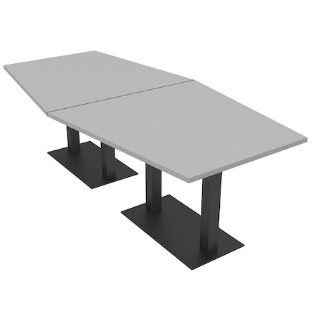 Skutchi Designs Hexagon Conference Table With Power Unit, 48 in W, 96 in L, Grey HAR-HEX.IR-48X96-DOU.BK-U779-NA