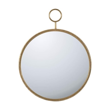 Homeroots 32" Gold Round Iron Framed Accent Mirror 485008