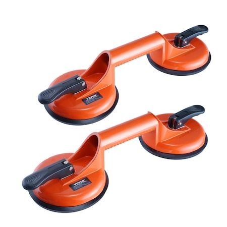 Vevor Vacuum Suction Cup Double Glass Lifter 4.7" 330 lbs 2 Pack Aluminum Handle, 2PK GS-N02