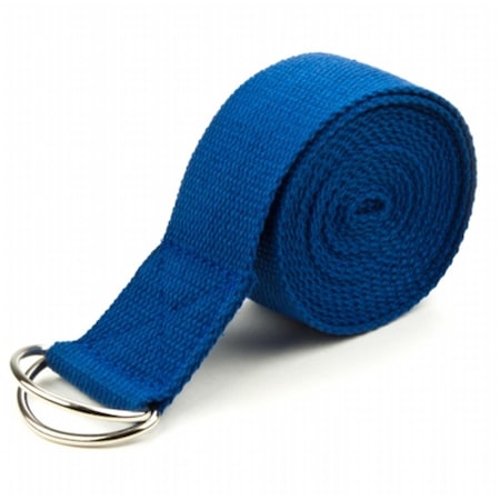 Qualitycare 8 ft. Cotton Yoga Strap with Metal D-Ring, Blue QU2811803
