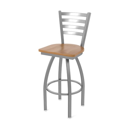 Holland Bar Stool Co 410 Jackie Stainless Steel 36in Swivel Bar Stool with Medium Maple Seat 41036SSMedMpl