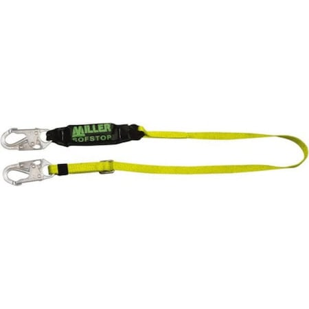 Miller Single Leg Web Lanyard with SofStop Energy Absorber and Locking Snap Hooks 910WLS-Z7/6FTYL