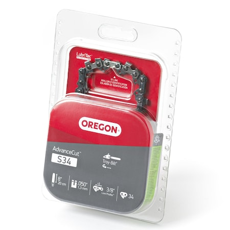 Oregon Low Prof, Semi Chisel Chain, 8", 34Drv Link S34