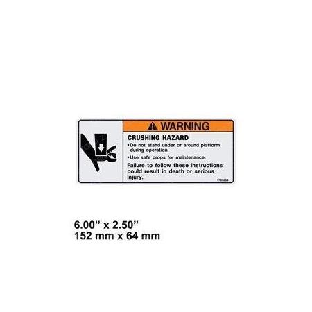 Jlg REPLACEMENT DECAL, CRUSHING 1705694