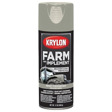 Krylon K01938000 Farm Equipment Spray, High-Gloss, Massey Ferguson Gray, 12 oz K01938008