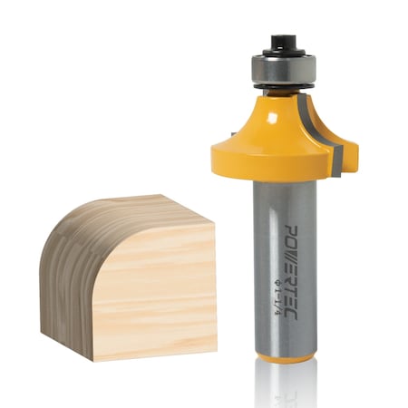 Powertec R3/8in Roundover Router Bit, 1-1/4in Cutting Diameter, 1/2in Shank, 5/8in Depth 2-1/8in Overall Length 73049N