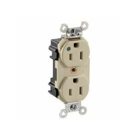 Leviton Straight Blade Receptacle, 5-15R, 15 A, 125V AC, Surface Mount, Self-Grounded M8200-PLI