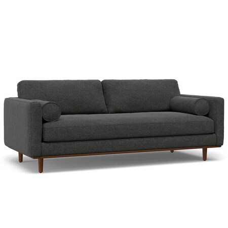 Homeroots 89" Gray Fabric Sofa With Ottoman With Brown Legs 641058