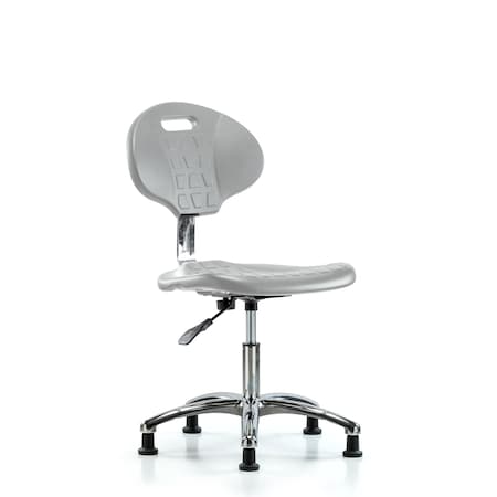 Blue Ridge Ergonomics Class 10  Polyurethane Clean Room Chair-Desk Height with Stationary Glides in Gray Polyurethane CLR-TPDHCH-CR-A0-RG-GRY