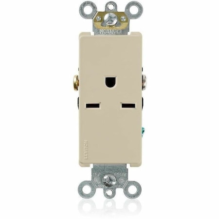 Leviton Straight Blade Receptacle, 6-15R, 15 A, 250V AC, 2 Pole, 3 Wire, Flush Mount, Self-Grounded 16641-I