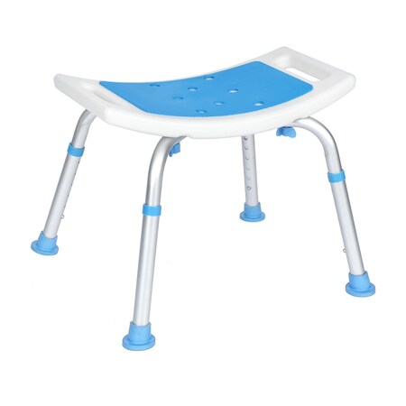 Flash Furniture HERCULES Padded Shower Stool w/Adjustable Height, Non-Slip Feet and Seat Pad in White/Blue DC-HY3401LE-WHTBLU-GG