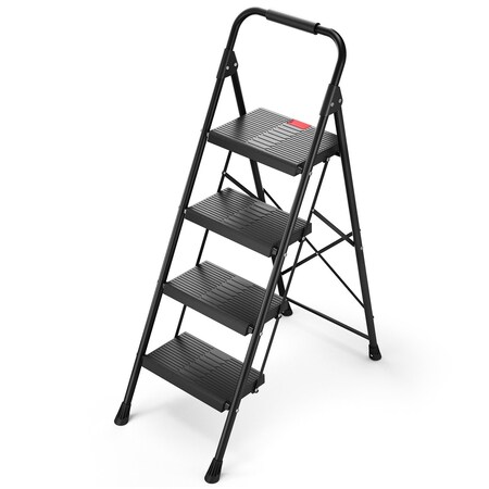 Wrightmaster 4 ft. Metal Folding Step Ladder, 9 ft. Reach, with Safety Lock Design 500 lb. Load Capacity ZOR-WK28-4-DF