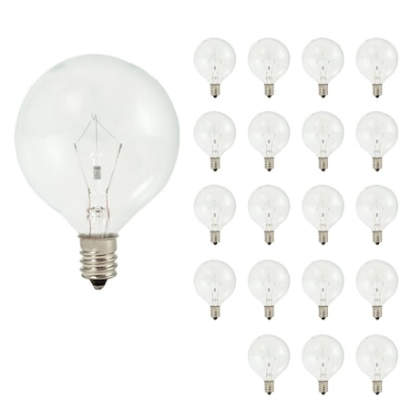 Bulbrite G16.5 Krystal Touch Krypton Bulb, Candelabra Screw Base E12, 25W, Clear, 20PK 861255