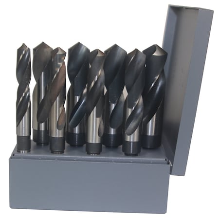 Drill America 8 Piece HSS Black and Bright Reduced Shank HSS Drill Bit Set, 9/16" - 1" D/A1008-SET