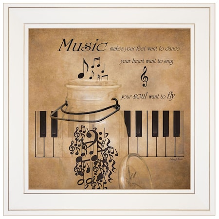 Homeroots Music 1 White Framed Print Wall Art 405531