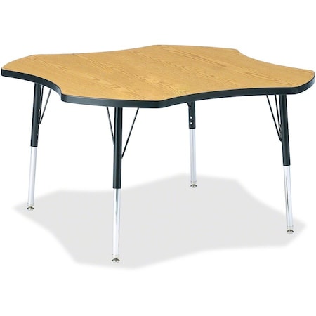 Jonti-Craft Berries Four Leaf Activity Table, E-height, Oak/Black/Black 6453JCE210