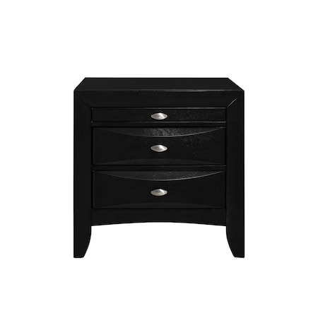 Homeroots 25" Black Wood Three Drawer Nightstand 384019